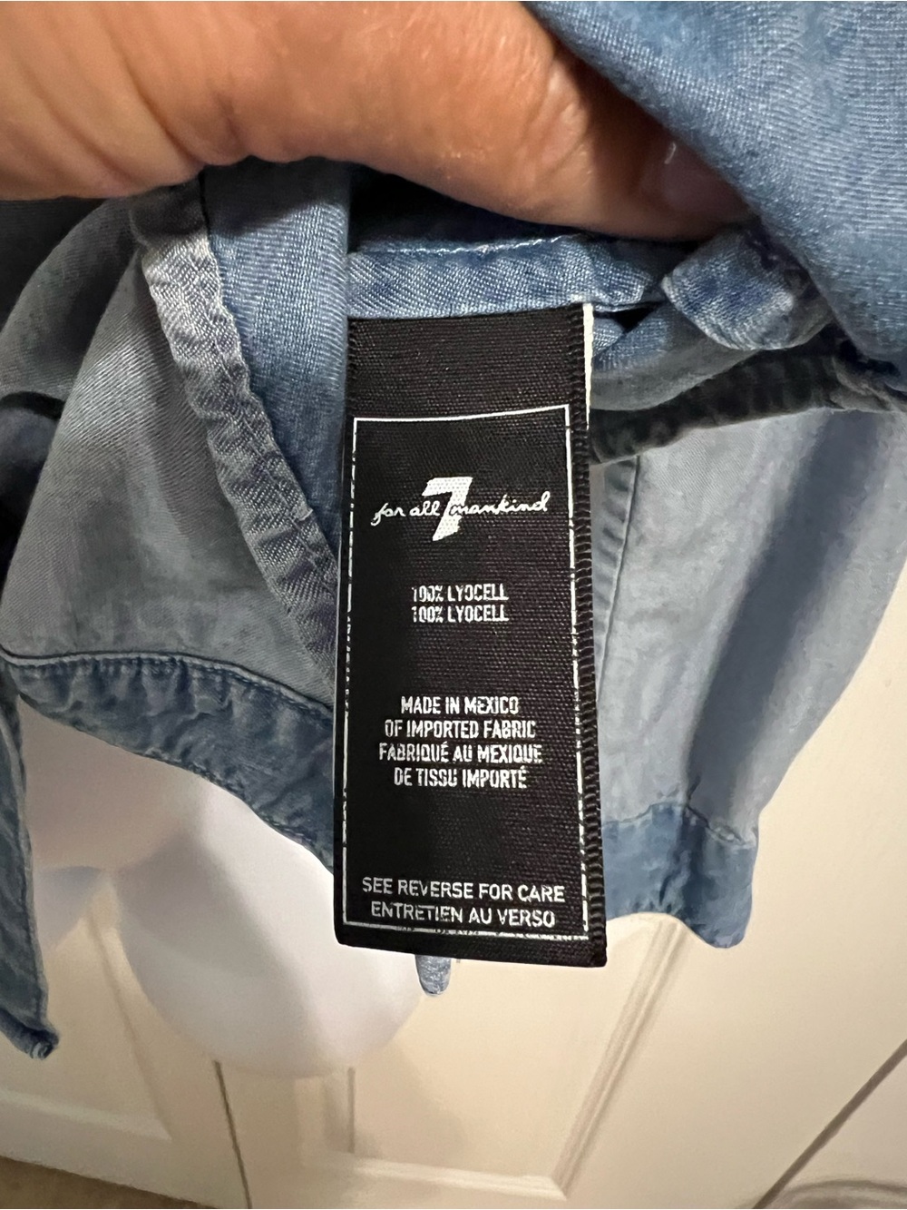 7 For All Mankind Light Blue Denim Button-Down Shirt - Picture 6 of 7